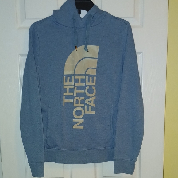 The North Face Tops - Women's The North Face Blue Hoodie with Tan Logo - Medium